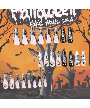 Coffin Press On Nails Gothic Halloween False Nails Full Cover Fake Nails with Jelly Glues for DIY Art Salon Home Halloween Artificial Nails/Fake Nails Halloween Strips Halloween Polish Jp2518 - Buy Online on GoSupps.com