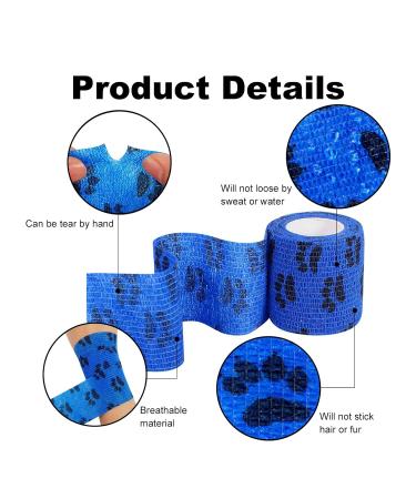 8 Rolls Dog Bandage Self Adhesive Cohesive Dog Bandage Vet Wrap for Dogs Non-Woven Elastic Dog Paw Bandage for Legs Paws Wrist Ankle 5cm X 4.5m (Multicolor) - Buy Online on GoSupps.com