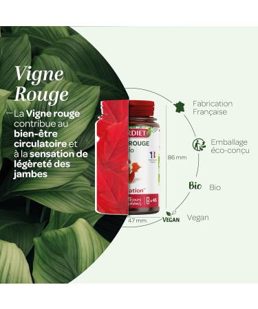 SUPERDIET - ORGANIC RED VINE - Circulation & Light legs - Made in France - 45 capsules - Buy Online on GoSupps.com