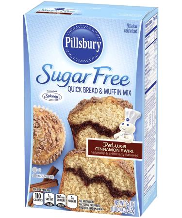 Pillsbury Sugar Free Deluxe Cinnamon Swirl Quick Bread & Muffin Mix - 2 Pack, 0g Sugar, 1g Sat Fat - 16.4 Oz Per Pack - Buy Online on GoSupps.com