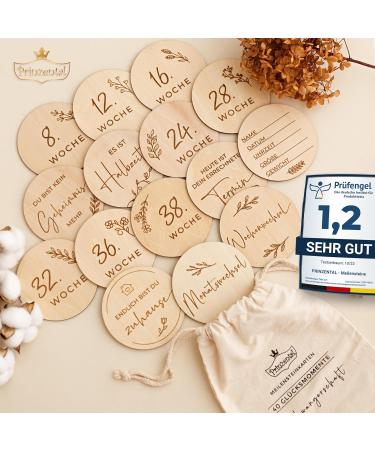 Prinzental 40 Milestone Cards for Pregnancy | Engraved Wooden Photo Cards | Perfect for 9 Months (German) - International Shipping Available - Buy Online on GoSupps.com
