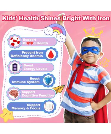 90 Count | Iron Gummies for Kids, Kids Multivitamin with Calcium, Zinc, Folate, Omega-3 & Lutein, Support Energy, Immnity, Iron Deficiency, Anemia & Brain Health, Vegan, Sugar-Free, Strawberry Flavor 90 Count (Pack of 1) - Buy Online on GoSupps.com