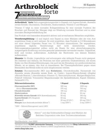 Olimp Labs Arthroblock Forte - Dietary Supplement for Bones Cartilage & Connective Tissue | 60 Capsules - International Shipping Available - Buy Online on GoSupps.com