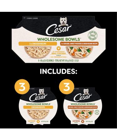 Cesar Wholesome Bowls Wet Dog Food Variety Packs - Chicken & Sweet Potatoes - 3 oz (Pack of 6) - Buy Online on GoSupps.com