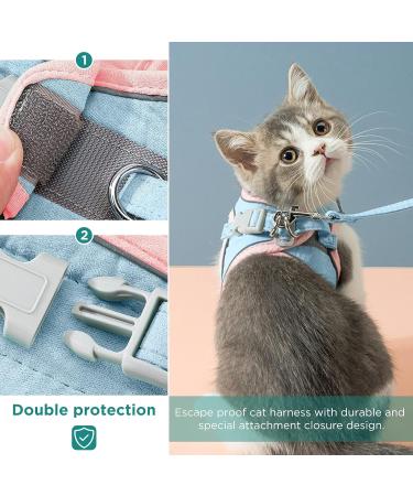 Geeric Cat Dishes & Escape Proof Harness Set - Adjustable Dishes for Small Cats | Reflective Leash in Pink & Blue - Buy Online on GoSupps.com