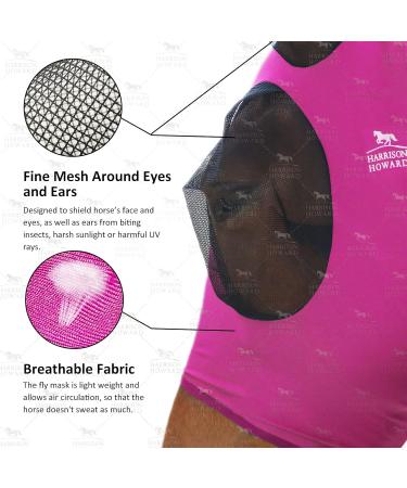 Harrison Howard Super Comfort Stretchy Fly Mask - Large Eye Space UV Protection Breathable - Medium Rose Red - Buy Online on GoSupps.com