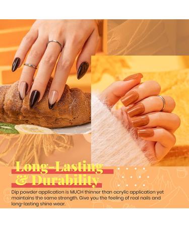 Beetles 20Pcs Dip Powder Nail Kit Starter Set - Cozy Campfire Collection for Fall/Winter Nail Art - Orange, Yellow, Green Shades - DIY Salon Manicure with Base, Top Coat, Activator, and Brush - Gift Box Included - Buy Online on GoSupps.com