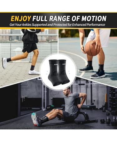 CAMBIVO Ankle Brace for Sprains & Recovery - Compression Support for Achilles Tendonitis & Plantar Fasciitis - Unisex Medium Black Sleeves for Basketball & Daily Use - Buy Online on GoSupps.com