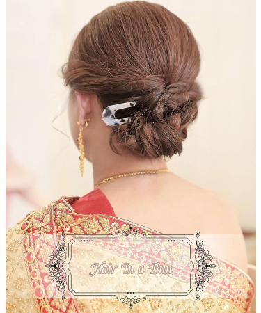 French Style U Shaped Hair Pins - 6 Pieces | Cellulose Acetate Tortoise Shell Hair Fork Sticks for Long Hair | Leopard Updo Chignon Pin Hair Accessories for Women Girls - Colorful Patterns - Buy Online on GoSupps.com