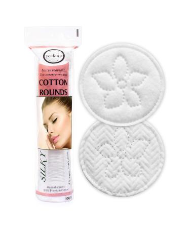 Premium 100% Cotton Rounds - Makeup Remover Pads (100 Count) For Face, Nail, and Personal Care - Hypoallergenic, Lint-Free