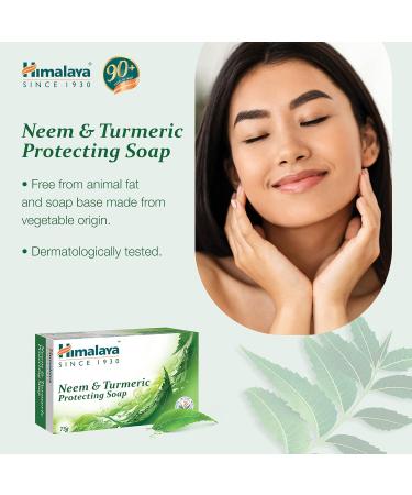 Himalaya Neem & Turmeric Soap | Cleanse and Purify Your Skin | Get Clear and Glowing Skin |Keeps Skin Hydrated and Protected - 75g (Pack of 6) Neem 12.5 g (Pack of 6) - Buy Online on GoSupps.com