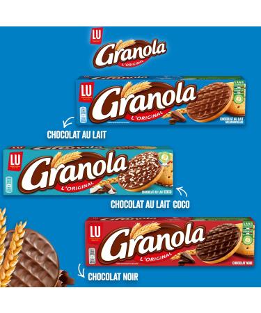 LU Granola - 4 Boxes of Granola Biscuits with Milk Chocolate - Family Pack - Set of 4 Chocolate Biscuits - Ideal for Snacks - Made in France - Pack of 4 x 200g - Buy Online on GoSupps.com
