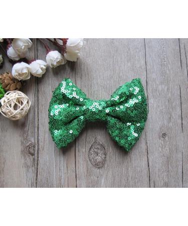 PrettyBoutique 4 Inches Girls Sequin Glitter Sparkle Hair Bow Clip Accessories (Green) - Buy Online on GoSupps.com