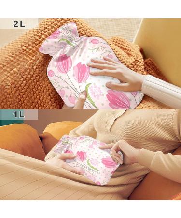 Red Tulips Hot Water Bottle with Cover - 1L Small Pain Relief Bag for Bed Hand & Feet - BAP-Free & International Shipping - Buy Online on GoSupps.com