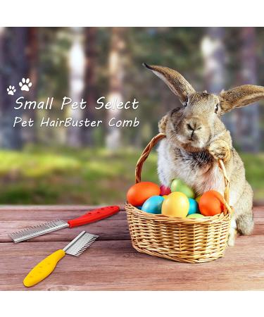 Pet Hair Buster Comb - Stainless Steel Small Animal Grooming Comb for Rabbits, Hamsters, Guinea Pigs - Red and Yellow - 2 Pieces - Buy Online on GoSupps.com