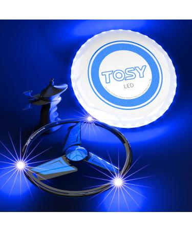 TOSY Patented Boomerang - 3 Super Bright LEDs, Rechargeable, Auto Light Up, Launcher & Smart Frisbee Included, Perfect Birthday & Outdoor Camping Gift, Easter Basket Stuffers for Men/Boys/Teens/Kids Duo 36 Blue