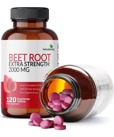 Futurebiotics Beet Root Extra Strength 2000mg - 120 Vegetarian Tablets for Heart Health & Stamina | Non-GMO, 120 Count - Buy Online on GoSupps.com
