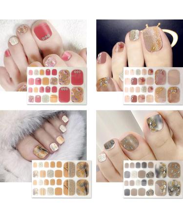 JSRQT 12 Sheets Toenail Polish Stickers Diamond Glitter Full Wrap Toe Nail Art Stickers Decals for Women Girls Self Adhesive Nail Stickers Manicure with Nail File Nail Stickers Strip for Feet DIY - Buy Online on GoSupps.com