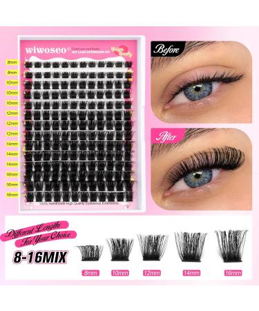 Cluster Lashes Extension Kit - 0.07D Volume, 8-16MM | Self-Application with Glue & Tweezers - Buy Online on GoSupps.com