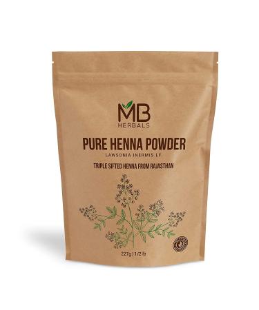 MB Herbals 100% Pure Henna Powder 8 oz - Natural Orange-Red Hair Dye from Rajasthan, India - Buy Online on GoSupps.com