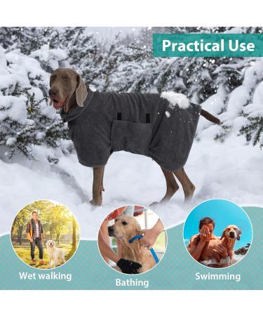 Buy Pettom Dog Bumper Bathrobe - Extra Absorbent Microfiber Fast Drying Coat for Large Dogs (XL Gray) - Shop Internationally! - Buy Online on GoSupps.com