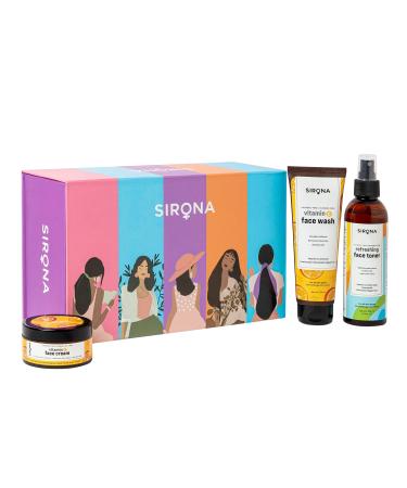 Sirona Radiant Skin CTM Routine Gift Box for Men & Women | Vitamin C Face Wash (125ml) with Face Toner (200ml) & Face Cream (50gm)