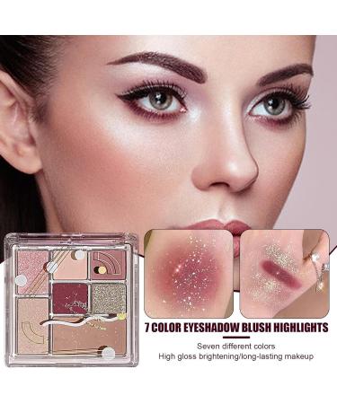 Natural Eyeshadow Palettes - 7 Colors Pigment Eye Shadow Pallete Waterproof Vibrant Colors Shades Cosmetics Glitter Makeup Eyeshadow Palette Rowces No. 04 Temperament Purple Brown - Buy Online on GoSupps.com