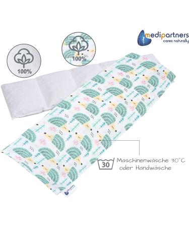 Medi Partners Cherry Core Pillow 60x20cm | 100% Cotton Eco-Friendly Heat & Cold Therapy | Removable Mint Hedgehog Cover | Large 5 Chambers Grain Pillow - Buy Online on GoSupps.com