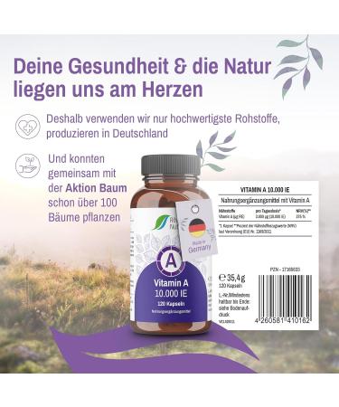 Vitamin A High Dose 10000 IE - 120 Vegan Capsules for Eye Health - Additive-Free Made in Germany | Rhein Nutrition - Buy Online on GoSupps.com