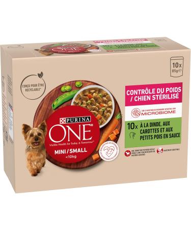 PURINA ONE Mini/Small 10kg Weight Control | Rich in Turkey With Rice | Shredded in Gravy for Small Adult Dogs | 10x85g Meal Sachet - Buy Online on GoSupps.com