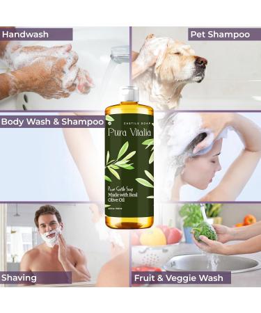 Unscented Pure Castile Soap Liquid - Eco-Friendly & Biodegradable for Face Hand Body Laundry - 32 fl oz - Buy Online on GoSupps.com