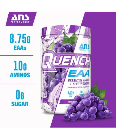Quench EAA Aminos + Electrolytes - 10g Essential Amino Acids Zero Sugar & Calories Vitamins & Antioxidants - Grape Blast Flavor - International Shipping Available - Buy Online on GoSupps.com