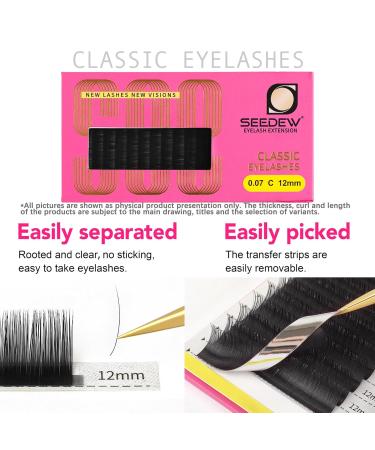 Classic Individual Eyelash Extensions - 7mm C Curl 0.15mm Lightweight Short Bottom Lashes 16 Rows/Tray for Lash Artists & Salons - Matte Black - Buy Online on GoSupps.com