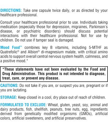 XYMOGEN Mood Food Supplement - Vegan Nervous System & Relaxation Support with Folate B12 B6 Magnesium 5-HTP & GABA (60 Capsules) - International Shipping Available - Buy Online on GoSupps.com