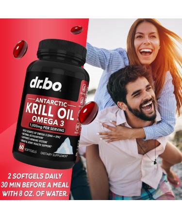 Krill Oil Omega 3 500mg - Antarctic Krill Oil 1000mg Softgels Capsules EPA DHA Astaxanthin Phospholipids - Omega 3 Fatty Acids Supplements Natural Pure Supplements for Women & Men - 60 Softgels - Buy Online on GoSupps.com
