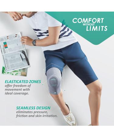 OPPO 2320 Compression Knee Sleeve | Patella Gel Pad & Side Stabilizers | Medical Support for Muscle Strain & Joint Pain (Gray Large) - International Shipping Available - Buy Online on GoSupps.com
