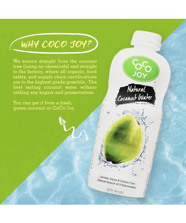 CoCo Joy Natural Coconut Water 34 Fl Oz (6 pack) - Low-Calorie High-Calcium Electrolyte Drink with Potassium - Nutrient-Rich 100% Coconut Water - Buy Online on GoSupps.com