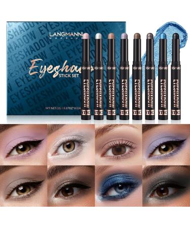 LANGMANNI 8Pcs Eyeshadow Stick Gift Set Soft Smooth Cream With Matte Earth & Metal Colors Waterproof & Long-Lasting Beauty & Personal Care Eye Shadow Stick For Daily Makeup & Special Occasions (#C) - Buy Online on GoSupps.com