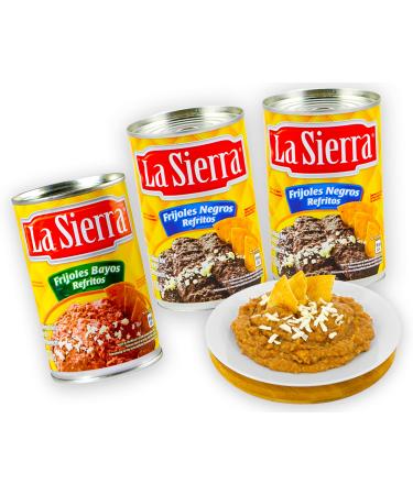 La sierra bean paste can - 1x light beanmus and 2x black beanmus each 430g - fried beans ready to serve (pack of 3) Mexican baked ban