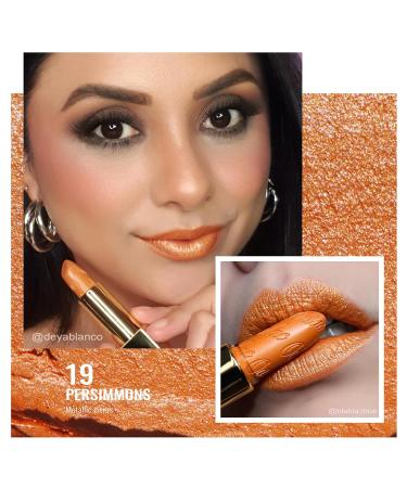 Oulac Metallic Gloss Lipstick - Long-Lasting Orange Glitter - Vegan 3D Color - 4.3g (Persimmons 19) - Buy Online on GoSupps.com