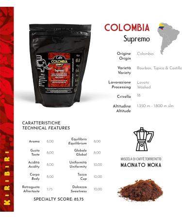 KIRIBIRI Single Origin Specialty Coffee 100% Arabica - Pack of 4 x 250g Ground for Moka - Organic Colombia Costa Rica Peru Ethiopia - Buy Online on GoSupps.com