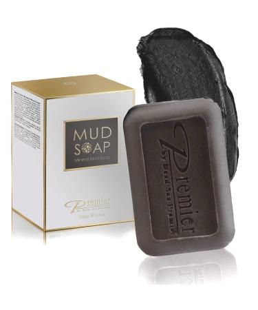 Premier Dead Sea Mineral MUD bar Natural body wash face wash hand soap for all Skin Types. Therapeutic and Antibacterial helps with Acne Rosacea Eczema and Psoriasis 3.4 Oz