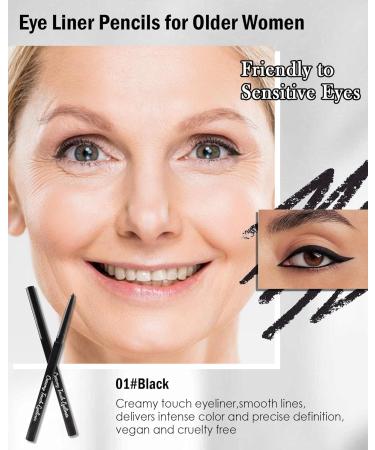 Black Eye Liner Pencils for Older Women Long Lasting Waterproof Smudge-Proof Gel Eyeliner Pencil Matte Cream Retractable Smooth Eyeliner Waterline Built in Sharpener Eye Liner Makeup Stick for Women 01# Black - Buy Online on GoSupps.com