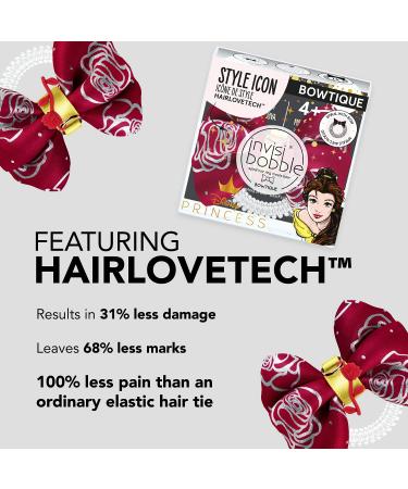 Invisibobble Bowtique Spiral Hair Ring with Bow - Disney Princess Belle | Strong Elastic Grip Coil Accessories for Women - Gentle for Girls, Teens, & Thick Hair - Buy Online on GoSupps.com
