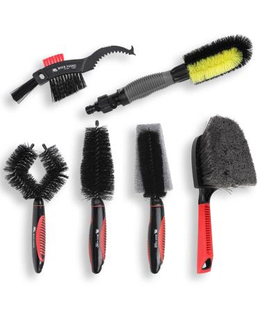 BIKEHAND 6 Pieces Bike Bicycle Cleaning Brush Kit - Cleaning Washing Tools Set - Bicycle Chain Parts Cleaner Maintenance Service Kit - Suitable for MTB, Road Hybrid Bikes