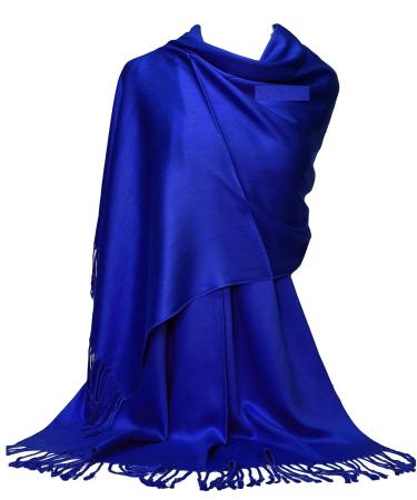 GFM Smooth Shiny Surface Pashmina Style Scarf (L9) .L9-crtnl-royal Blue