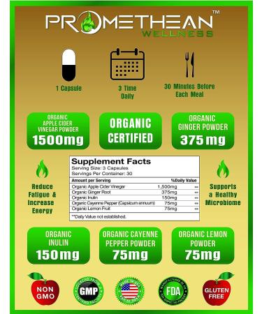 Certified Organic Apple Cider Vinegar Capsules Pro with Mother Acv Pills Detox Cleanse Acid Reflux Relief Support Supplement Ginger Root Cayenne Pepper Powder - Buy Online on GoSupps.com