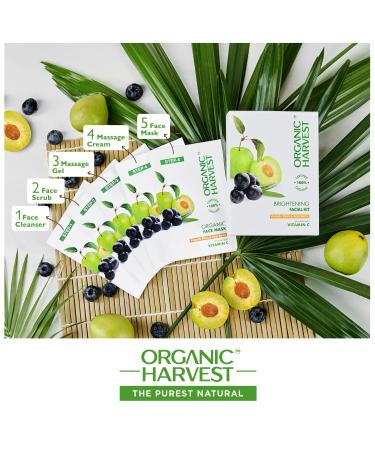 Organic Harvest Brightening Facial Kit: Kakadu Plum & Acai Berry | Pack of 5 Sachets | Facial Kit for Glowing Skin | 100% American Certified Organic Paraben Free -50gm - Buy Online on GoSupps.com