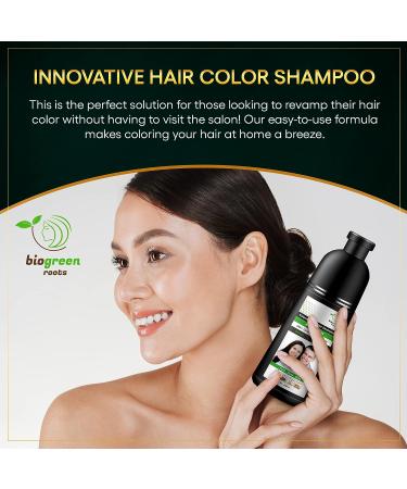BIOGREEN ROOTS 400ml Natural Black Hair Color Shampoo & Hair Treatment - Covers Gray Hair in 10 Minutes - Hair Coloring Shampoo for Women & Men - 13.53 Fl Oz - Buy Online on GoSupps.com