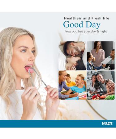 Nisate Tongue Scrapers - 100% Stainless Steel Oral Health Tool | Prevent Bad Breath | Set of 3 Hollow Shaped Metal Tongue Cleaners with Blunt Edges - Buy Online on GoSupps.com